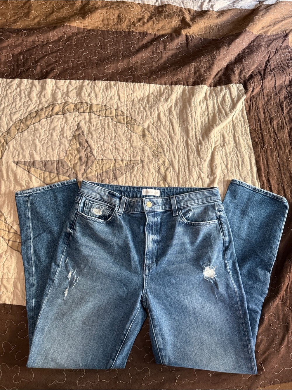 Favorite Daughter Straight-Leg Distressed Dark Blue Jeans